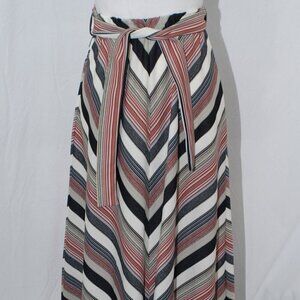 Undersized Maxi Skirt 24”-30” waist Small Stripes Rust Black White Cream EUC
